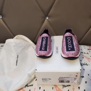 Dolce & Gabbana Kids Pink Glitter Sneakers